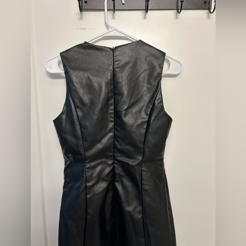 NWT She + Sky Black Faux Leather Dress - Picture 7 of 10